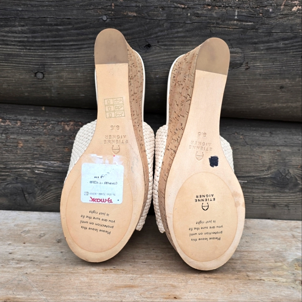 Etienne Aigner Daiquiri Costal Boho Luxe Mule Platform Cork Wedge Sandals 8.5M - Picture 15 of 16
